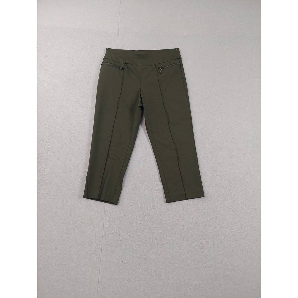 Style & Co Women Capri Pants S Olive Green Elastic Waist Pull On Pockets Outdoor